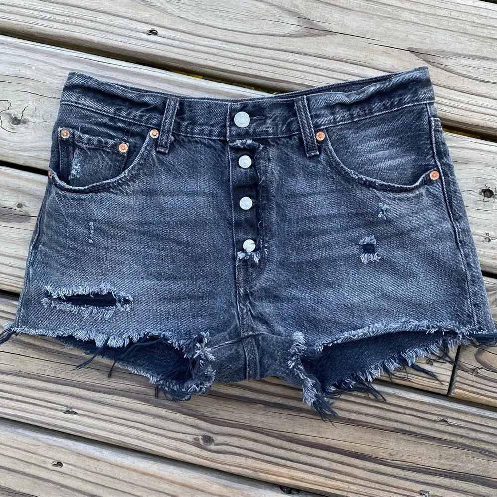 Levi’s 501 Denim Shorts Red Tab Faded Black